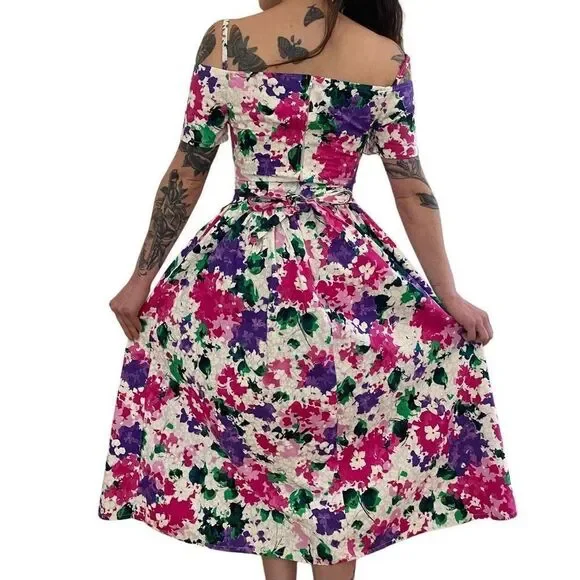 Vintage 80’s Eber San Francisco Floral Dress - Picture 2 of 11